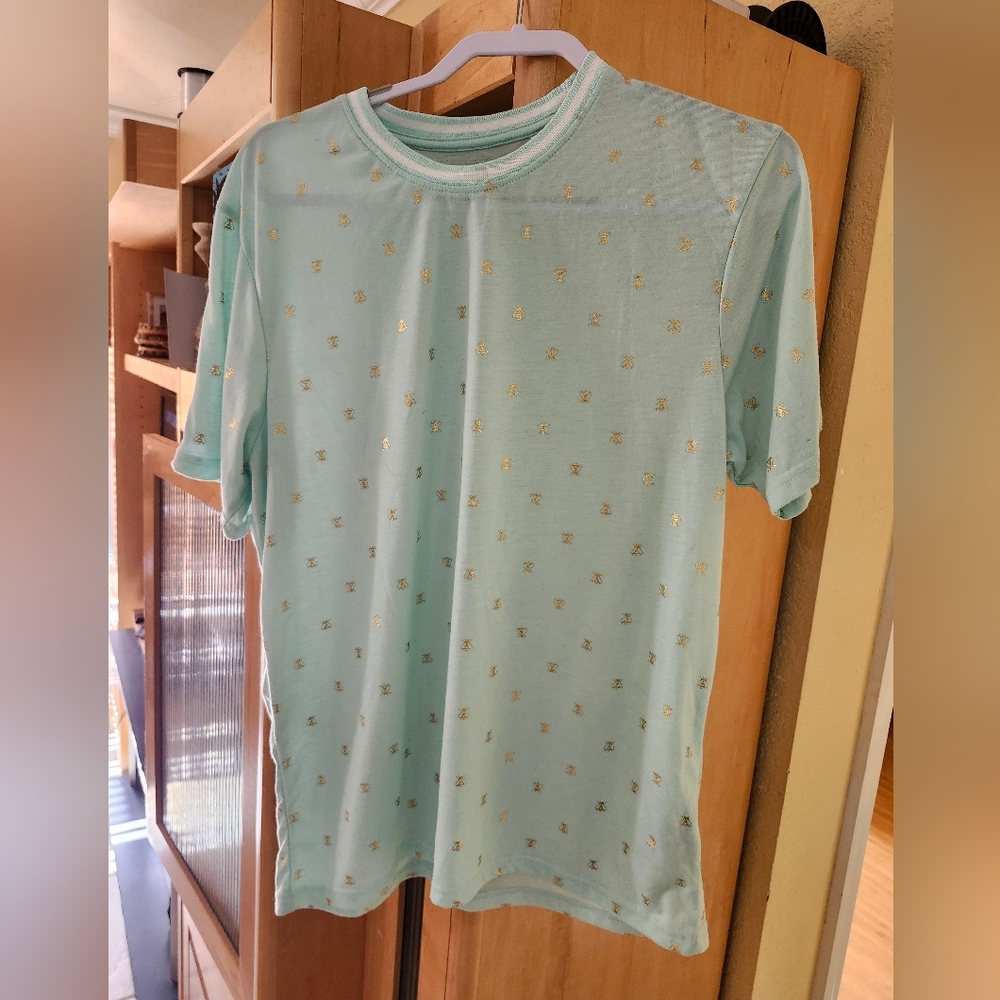 FRESH PRINTS OF BEL AIR DESIGN Gold Foil Bee PRINT SHIRT Size LARGE